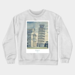 Vintage Retro Pisa Tower Watercolor Poster Crewneck Sweatshirt